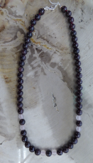 Pyrop- Rosenquarz Collier 6 mm