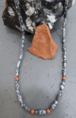 Schneeflocken-Obsidian - Jaspis Collier