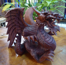 Drache, Holz Suar, 20 cm mit Flügel