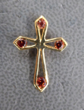 Granat Kreuz , silber-vergoldet