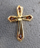 Granat Kreuz , silber-vergoldet