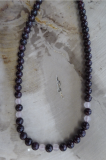 Pyrop- Rosenquarz Collier 6 mm