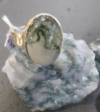 Moosachat Ring 12 x 17 mm AAA